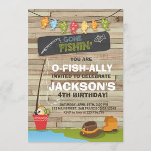 Fischerei zum Geburtstag Einladung Party Holzfisch