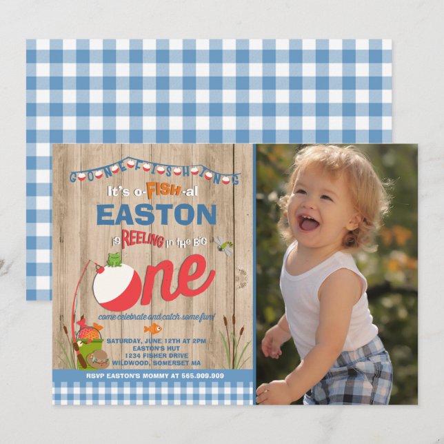 Fischerei zum Geburtstag Einladung von Fischern -  (Vorne/Hinten)