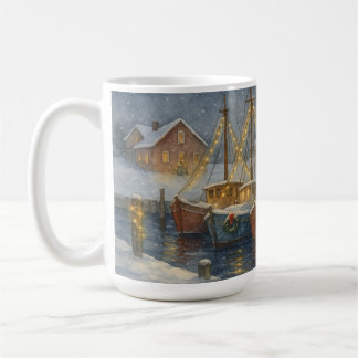 Fischereiboote im Hafen Weihnachten Kaffeetasse