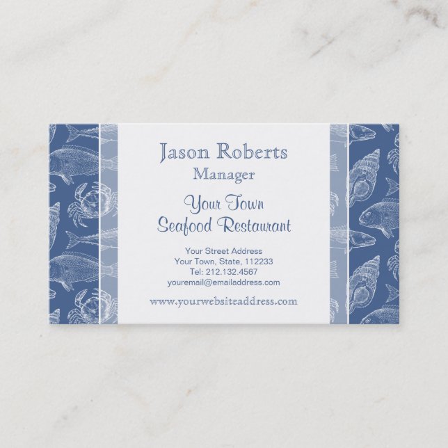 Fischereifahrzeug oder Restaurant für Meeresfrücht Visitenkarte (Vorderseite)