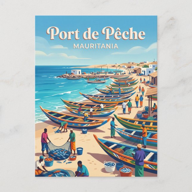 Fischereihafen Mauretanien Postkarte (Vorderseite)