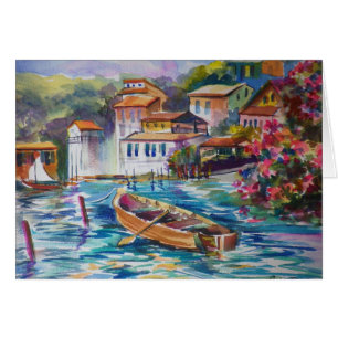Fischereihafen unter Portafino ES ~ Aquarell
