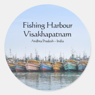 Fischereihafen Vizag Runder Aufkleber