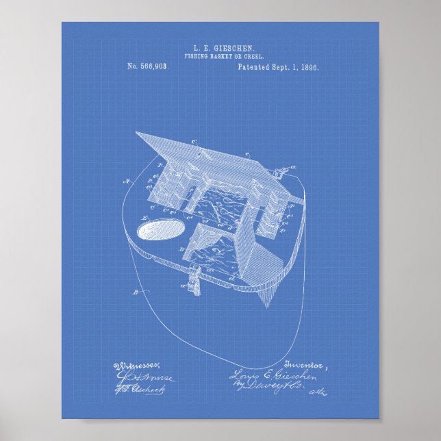 Fischereikorb 1896 - Art-Blueprint Poster (Vorne)