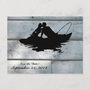 Fischereiliebhaber Holz Save the Date Ankündigungspostkarte