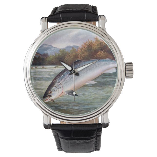 Fischereiüberwachung - Lachs Armbanduhr (Vorderseite)