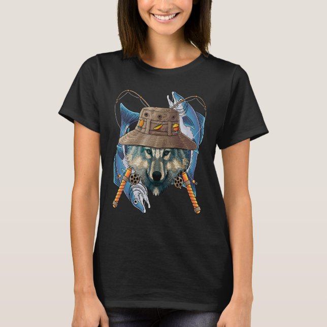 Fischereiwolf im Freien Fisherman Tierfliegen Nied T-Shirt (Vorderseite)