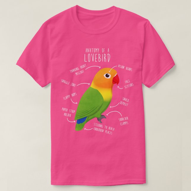 Fischers Lovebird Parrot Anatomie T-Shirt (Design vorne)