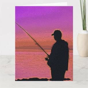 Fischersilhouette beim Sonnenuntergang Karte
