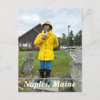 Fischerstatue in Neapel, Maine Feiertagspostkarte