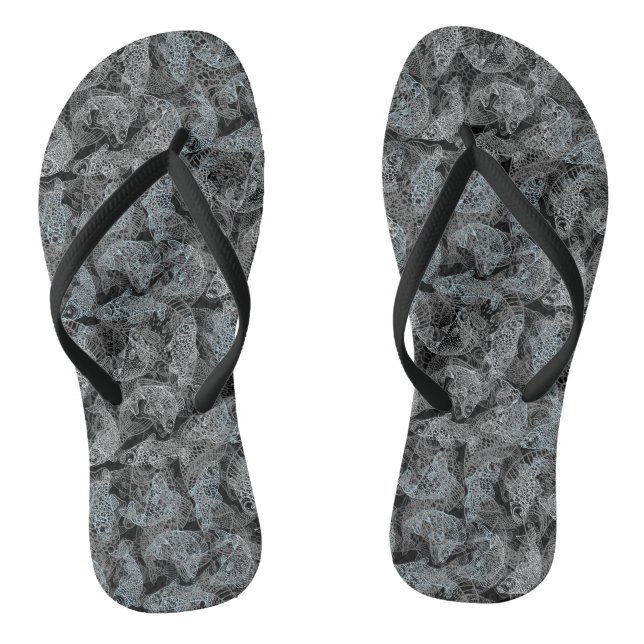 Fisches Muster, Doppelfarben b. Black BG Flip Flops (Fußbett)