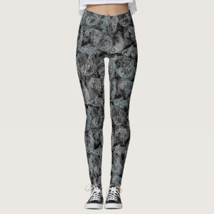 Fisches Muster, Doppelfarben b. Black BG Leggings