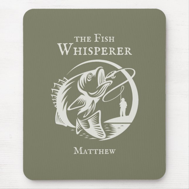 Fischewhisperer-lustiger Angler mit irgendeinem Mousepad (Vorne)