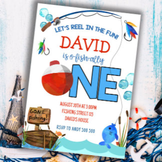 Fischfang Erstes Geburtstagskind-Party O-Fisch-all Einladung