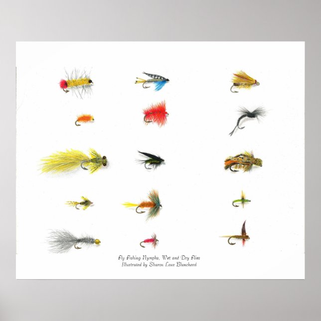 Fischfang, Fischfang Nymphen, Nass und trocken Fl. Poster (Vorne)