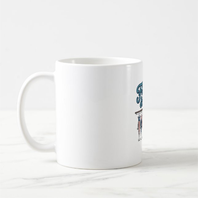 Fischfang & Frei Patriotischer Angelköder Vintage Kaffeetasse (Links)