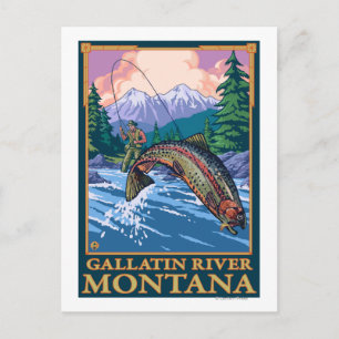 Fischfang - Gallatin River, Montana Postkarte
