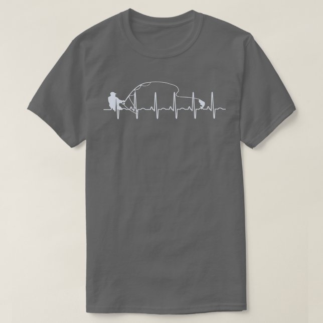 Fischfang Herzschlag Fisch EKG Trout Fischen T-Shirt (Design vorne)