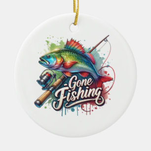 Fischfang Keramik Ornament