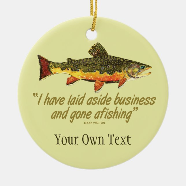 Fischfang mit Bachforellen Keramikornament (Vorne)