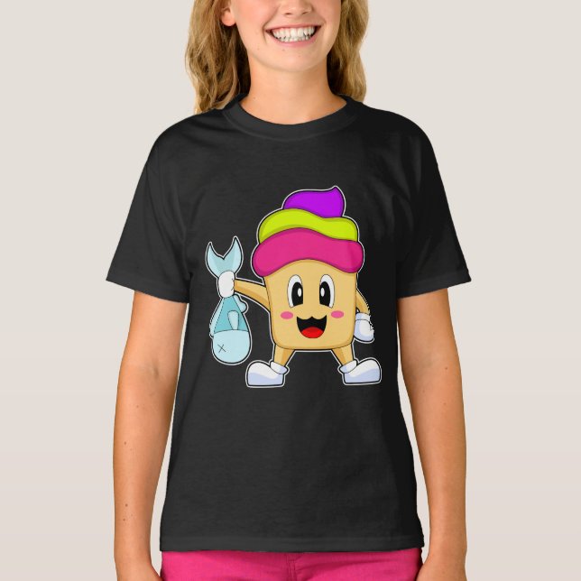 Fischfang mit Cupcake T-Shirt (Vorderseite)