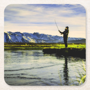 Fischfang Rechteckiger Pappuntersetzer