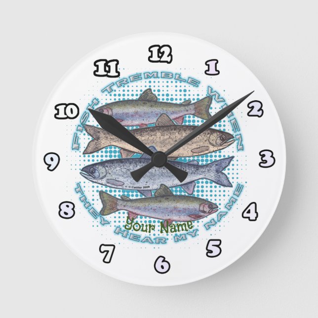 Fischfang Runde Wanduhr (Vorderseite)