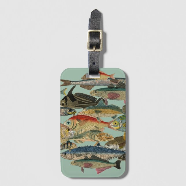 Fischfang Tiefseefischerei in exotischen tropische Gepäckanhänger (Vorderseite Vertikal)