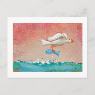 Fischfang zum Abendessen - Tiny Art #608 Bird & Fi Postkarte