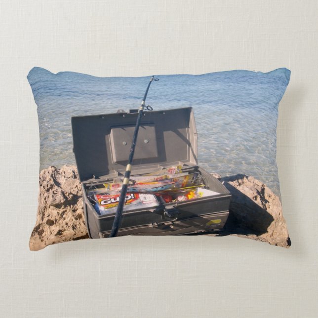 Fischfangbox und -fischerei am Meer, Dekokissen (Vorderseite)