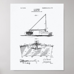 Fischfangnetz 1905 Weißbuch über Patentart Poster