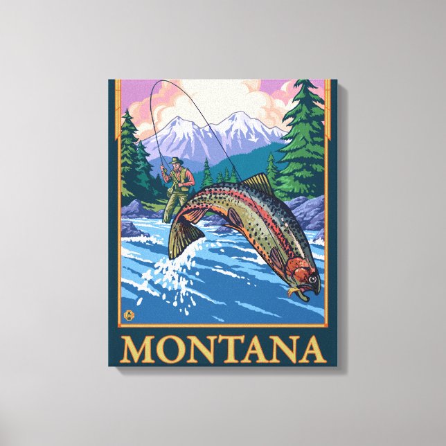 Fischfangszene - Montana Leinwanddruck (Vorderseite)