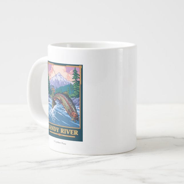 Fischfangszene - Sandy River, Oregon Jumbo-Tasse (Vorderseite Links)