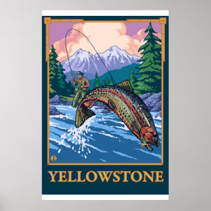 Fischfangszene - Yellowstone-Nationalpark Poster