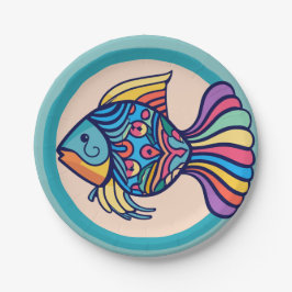 Fischfarbe Pappteller