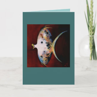 Fischgehen verlassen mit roter Hintergrundkarte Karte