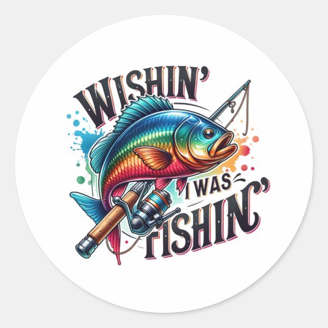 Fischgeschenk wünschend, ich fische runder aufkleber (Vorderseite)