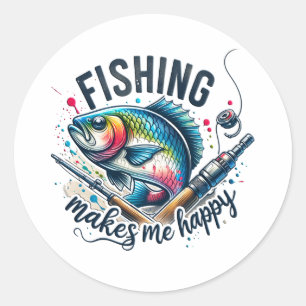 Fischgeschenke Fischen macht mir glücklich Runder Aufkleber