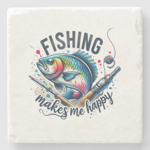 Fischgeschenke Fischen macht mir glücklich Steinuntersetzer