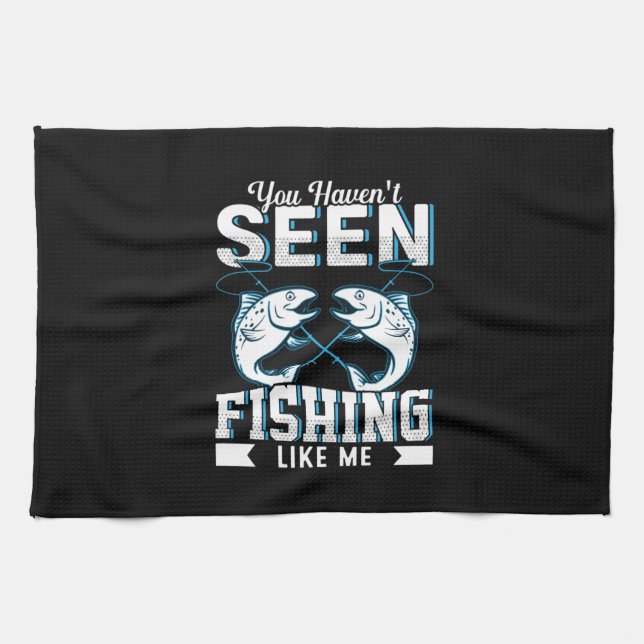 Fischgeschenke Fischen wie ich Geschirrtuch (Horizontal)