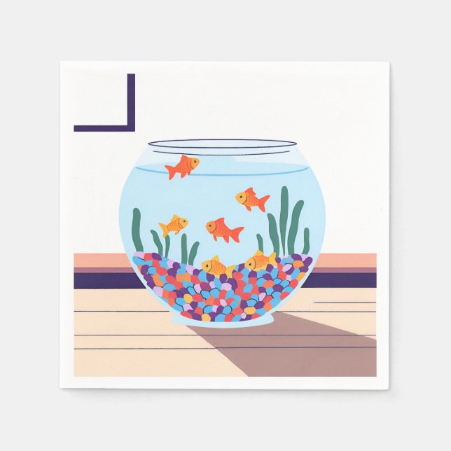 Fischglas-Aquarellmalerei-Design Serviette (Vorderseite)