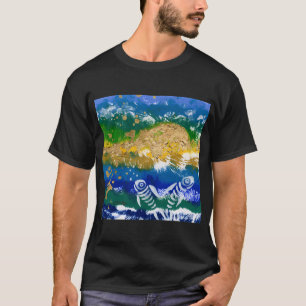 Fischgräten Abstrakte goldene Sonnenuntergangs-Oze T-Shirt