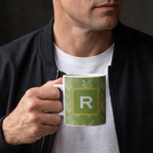 Fischgräten-K Chevron-Muster Waldgrün Persönlich Kaffeetasse