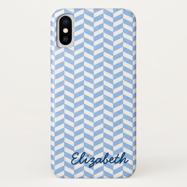 Fischgrätenmuster-blauer weißer Strand färbt Case-Mate iPhone Hülle (Rückseite)