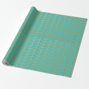 Fischgrätenmuster-Muster-Imitat-Goldfolien-Minze Geschenkpapier