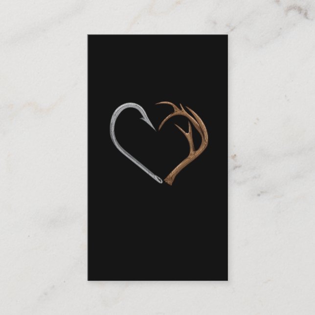 Fischhaken Elch Antler Heart Jagd Liebe Visitenkarte (Vorderseite)