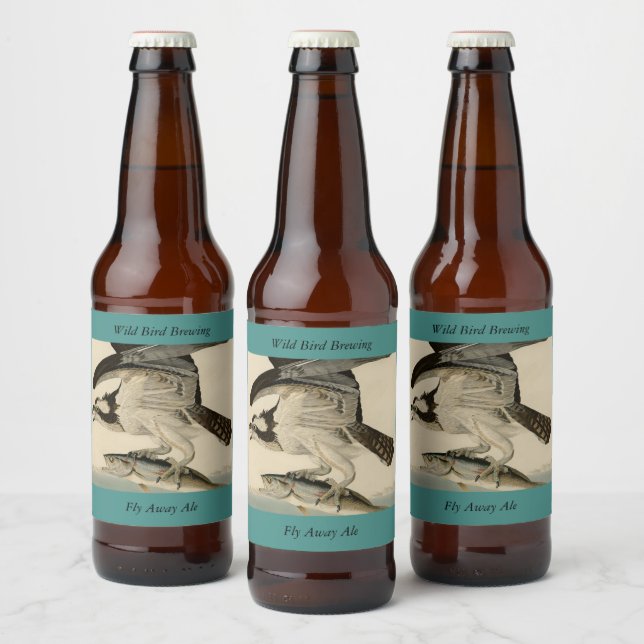 Fischhawk, Osprey, von Audubons Vögeln von Amerika Bierflaschenetikett (Flaschen)