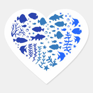 Fischherz, Liebliches Geschenk für Fischliebhaber Herz-Aufkleber