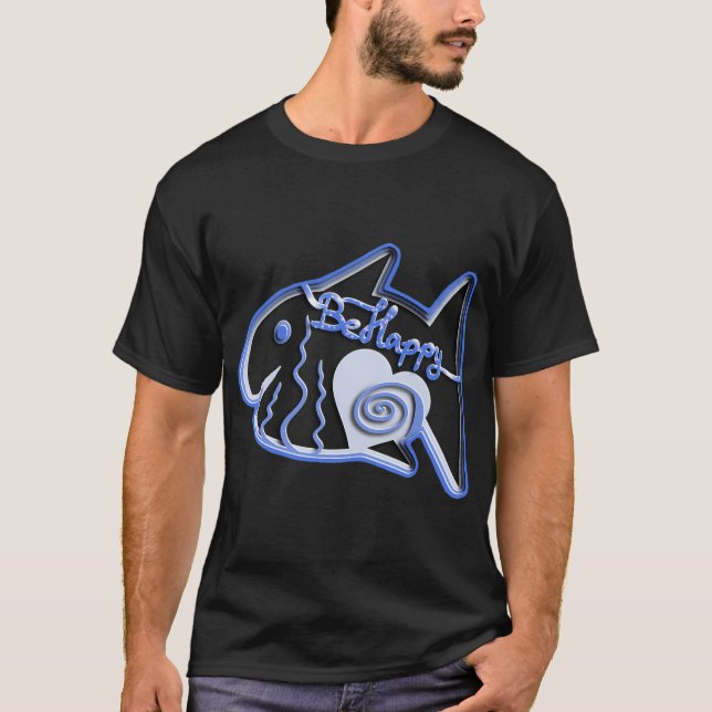 Fischillustration blau T-Shirt (Vorderseite)