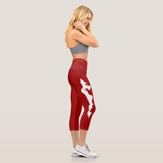 Fischinsel Yoga Capri Leggings - weiß/rot (Rechts)